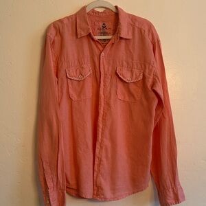 Claudio Milano Coral Linen Button-Up Shirt